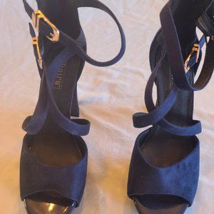Navy Blue Size 7 open toe strapped heel